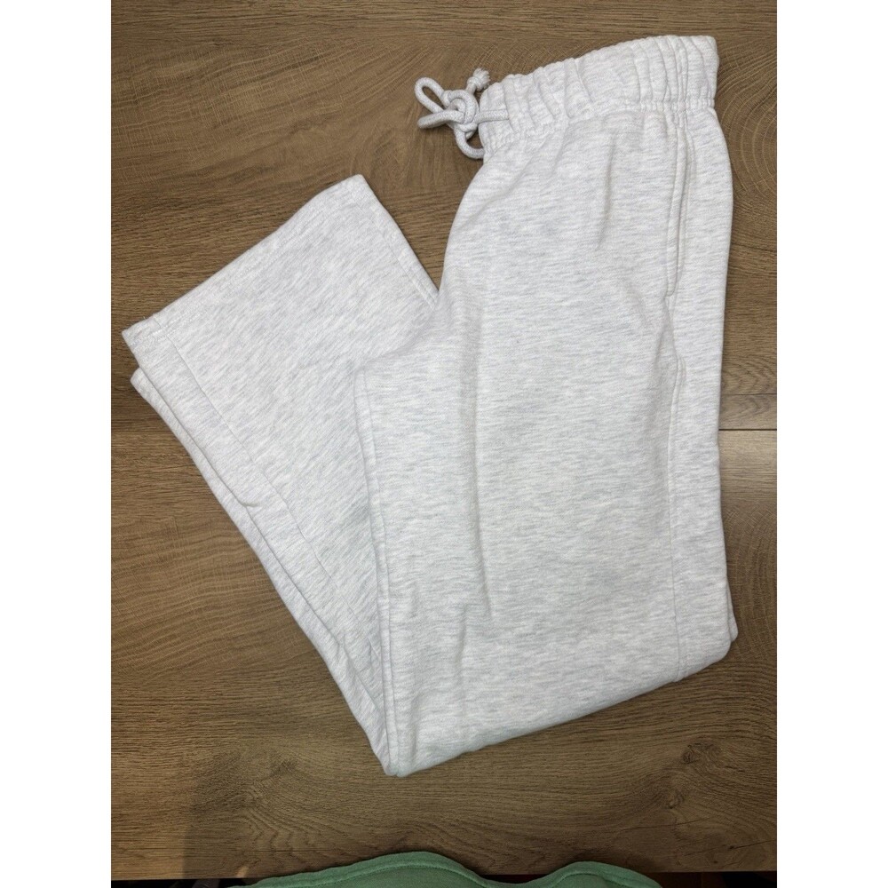 Lazy Sunday Women’s Small Gray Wide Leg Sweatpants Fleece Lounge Pants Pockets